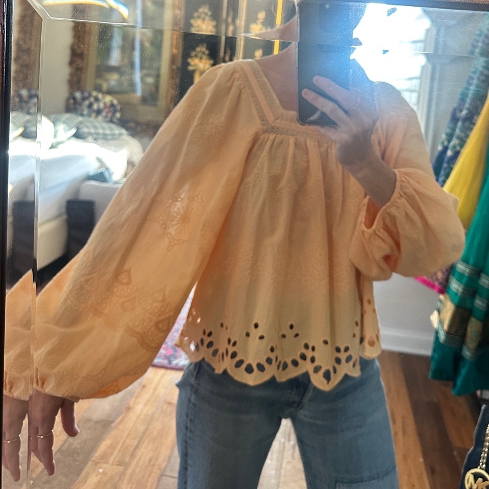 Universal Thread Light Orange Embroidered Blouse